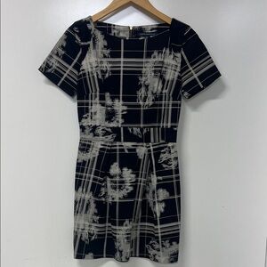 French Connection Mini Dress, Black and White Floral, Size 2, Pockets